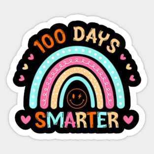 100Th Day Of School Teacher 100 Days Smarter Rainbow Groovy Sticker